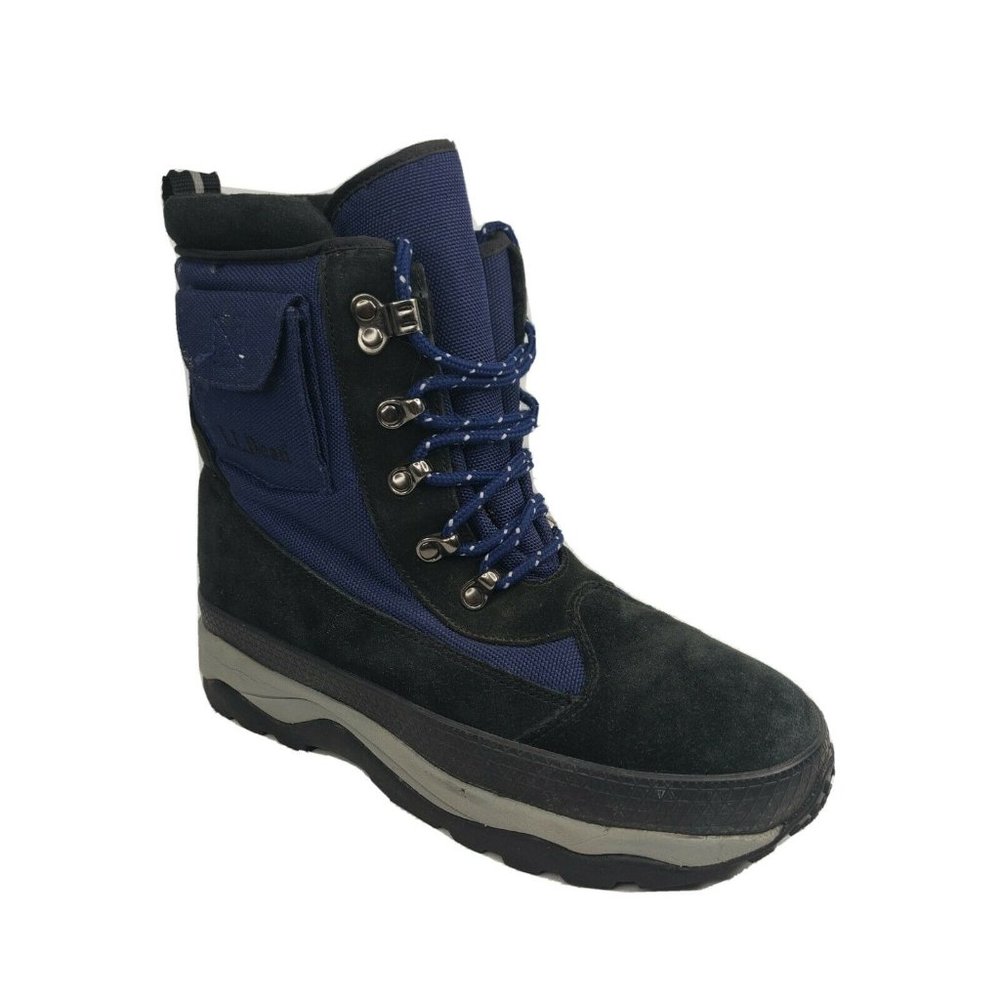 LL Bean Kids Blue Suede Insulated Boots Sz 8